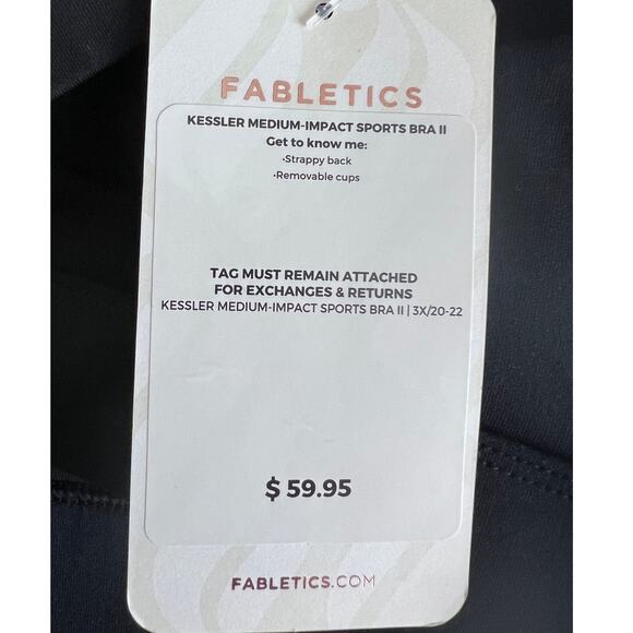 Fabletics 3XLarge Kessler Medium Impact Sports Bra Yoga Pilates Strappy Black - Picture 5 of 11
